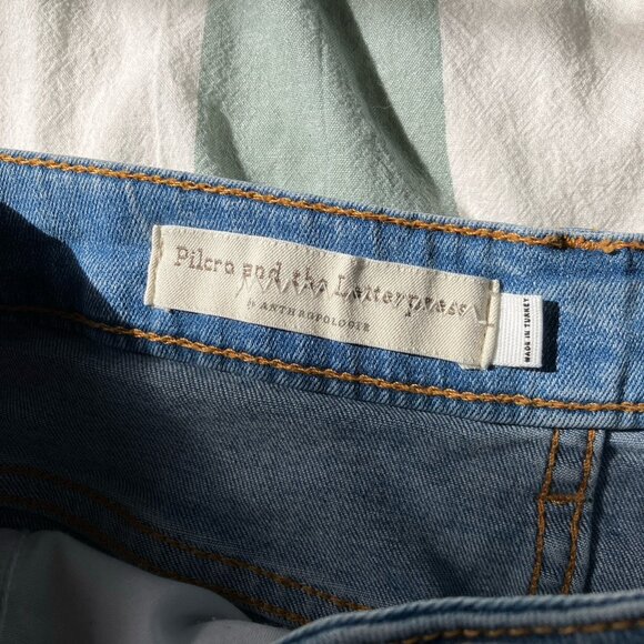 Anthropologie Pilcro & the Letterpress Denim Skirt Womens 10 Button Front Pencil - Picture 3 of 9